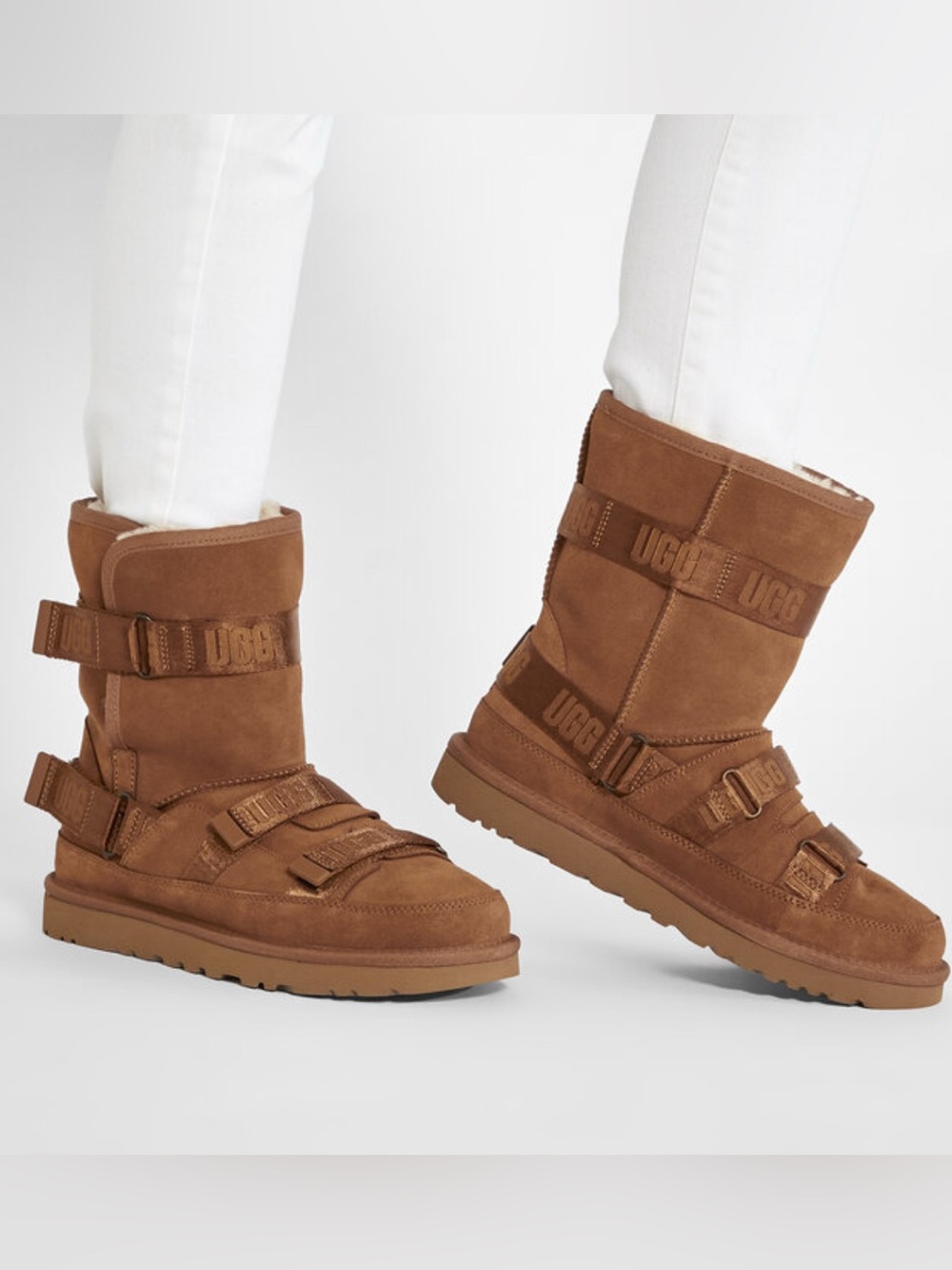 UGG Classic Short Hybrid Suede Strap Ankle Boots Chestnut Brown Size 8